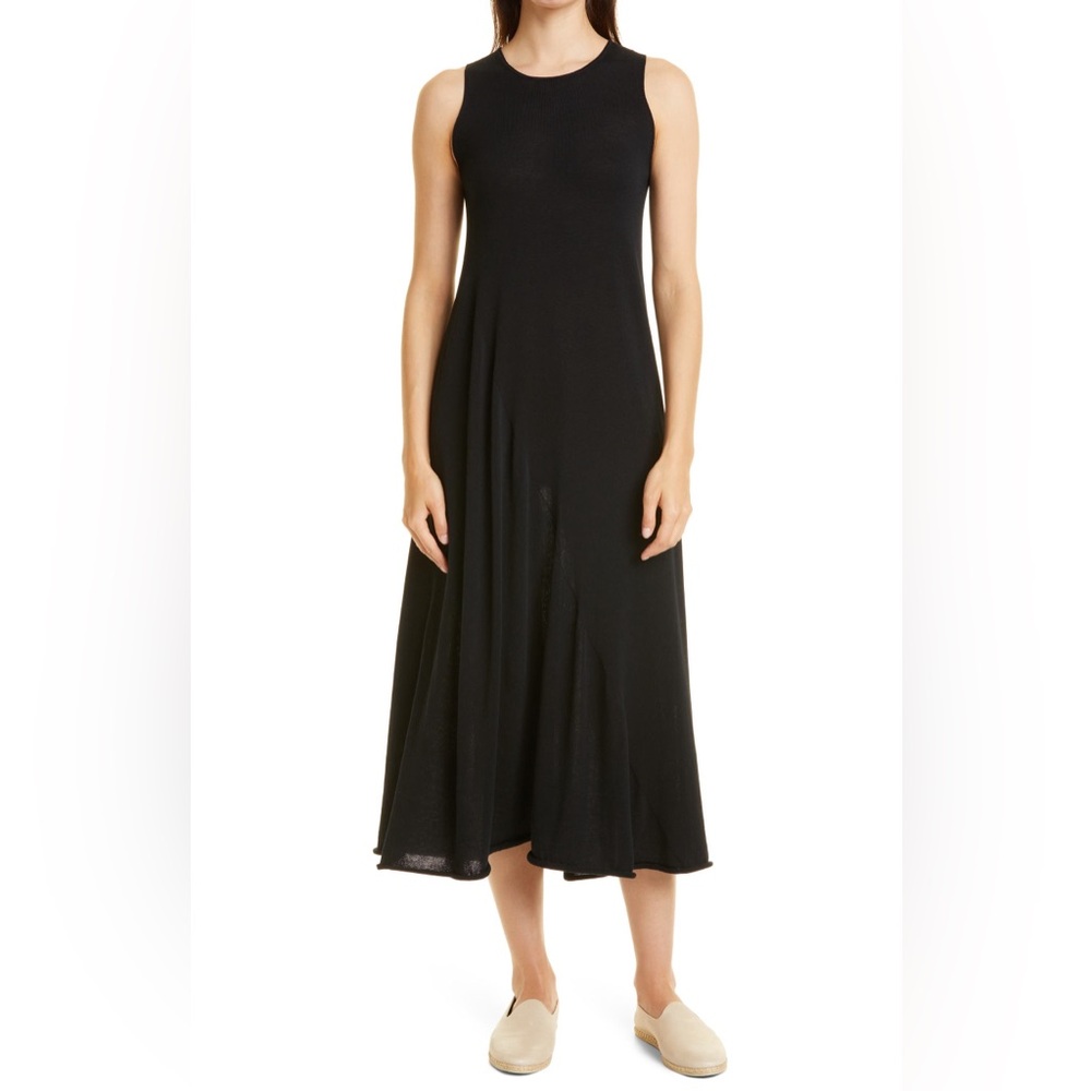 Vince Shirred Tank Dress Black Cotton Size XS